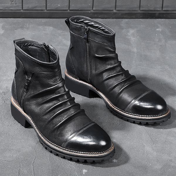 style england men's natural luxury leather big cowboy work shoes made with military tools desert boot boots wqnt, Black
style england men's natural luxury leather big cowboy work shoes made with military tools desert boot boots wqnt, Black