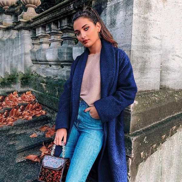 2020 autumn winter fashion solid color woolen casual coat women long sleeve lapel warm elegant long loose coat female daily wear1, Black 
2020 autumn winter fashion solid color woolen casual coat women long sleeve lapel warm elegant long loose coat female daily wear1, Black