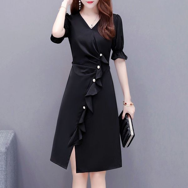 plus size summer split button folds zipper a-line short trumpet sleeve v-neck knee-length black holiday cocktail dresses party
plus size summer split button folds zipper a-line short trumpet sleeve v-neck knee-length black holiday cocktail dresses party