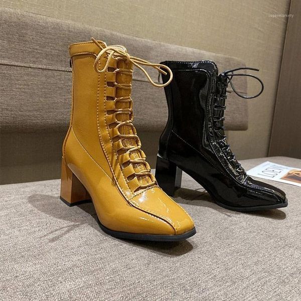 women pu leather lace up ankle shoes female square toe boots ladies zip mid heels office commute comfortable footwear new 20201, Black
women pu leather lace up ankle shoes female square toe boots ladies zip mid heels office commute comfortable footwear new 20201, Black