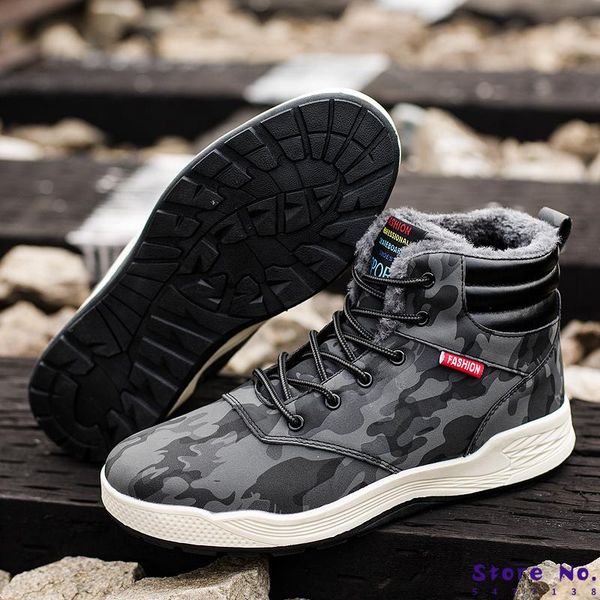 new men boots winter fur warm ankle snow boots men winter rubber work sneakers, Black
new men boots winter fur warm ankle snow boots men winter rubber work sneakers, Black