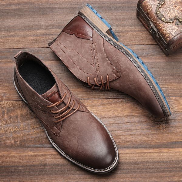men ankle boots trendy design drop walk shoes for men wootten brand men shoes fashion leather boots for al649, Black
men ankle boots trendy design drop walk shoes for men wootten brand men shoes fashion leather boots for al649, Black