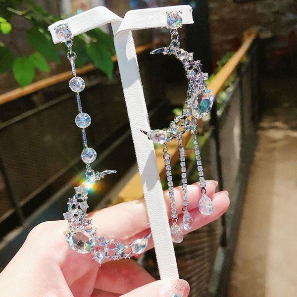 dangle & chandelier korean metal shiny crystal asymmetric moon long drop earrings for women trendy luxury party accessories, Silver
dangle & chandelier korean metal shiny crystal asymmetric moon long drop earrings for women trendy luxury party accessories, Silver