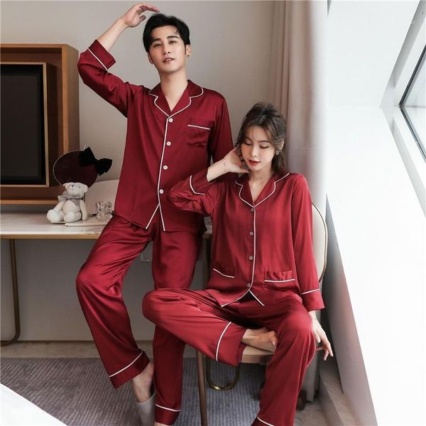 solid couple pajamas set satin silky 2pcs sleepwear spring autumn sleep set female shirt&pants casual pyjamas suit home wear1, Black;brown
solid couple pajamas set satin silky 2pcs sleepwear spring autumn sleep set female shirt&pants casual pyjamas suit home wear1, Black;brown