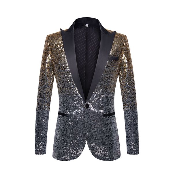men golden blue gradient sequin blazer for groom wedding evening party host male singer bar nightclub glitter tuxedo coat show stage costume, White;black
men golden blue gradient sequin blazer for groom wedding evening party host male singer bar nightclub glitter tuxedo coat show stage costume, White;black