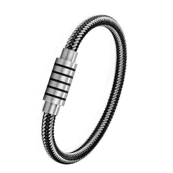 link, chain fashion punk black/white braided steel wire bracelet stainless magnetic buckle simple style men women's jewelry
link, chain fashion punk black/white braided steel wire bracelet stainless magnetic buckle simple style men women's jewelry