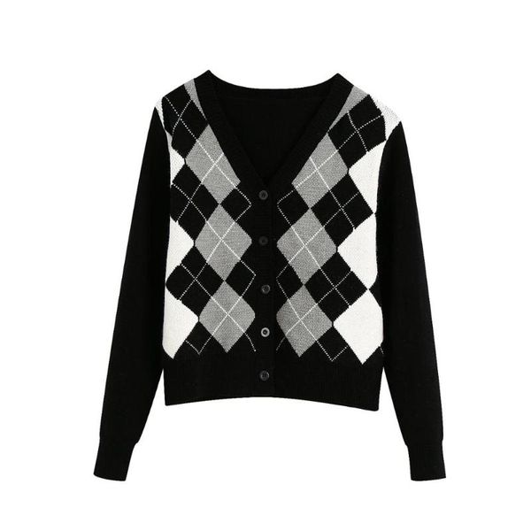 women cardigan vintage stylish geometric pattern short knitted sweater fashion long sleeve england style outerwear chaqueta, White
women cardigan vintage stylish geometric pattern short knitted sweater fashion long sleeve england style outerwear chaqueta, White