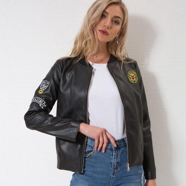 women's jacket zipper pu autumn winter cool motorcycle girl jackets uniform punk woman chic bomber jackets female ls1191, Black;brown
women's jacket zipper pu autumn winter cool motorcycle girl jackets uniform punk woman chic bomber jackets female ls1191, Black;brown