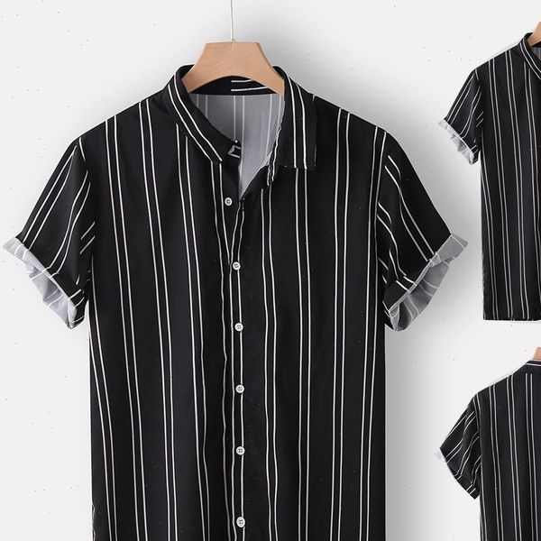 summer striped print men shirt turn down collar short sleeve casual beach hawaiian shirts 2021 men streetwear camisa, White;black
summer striped print men shirt turn down collar short sleeve casual beach hawaiian shirts 2021 men streetwear camisa, White;black