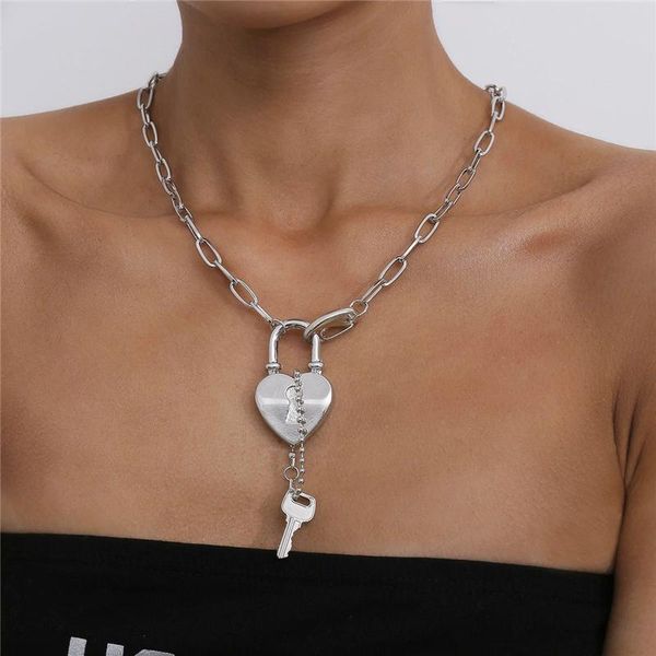 luokey vintage geometric lock heart pendant necklace for women wide thick chain punk key necklaces jewelry statement choker 2020, Silver
luokey vintage geometric lock heart pendant necklace for women wide thick chain punk key necklaces jewelry statement choker 2020, Silver