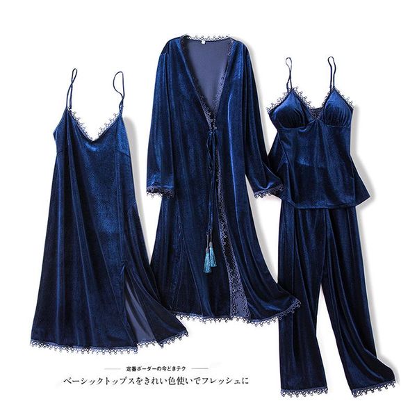women's sleepwear 4 pieces robe & gown sets bathrobe suit winter warm velvet nightwear femme lingerie home clothes, Black;red
women's sleepwear 4 pieces robe & gown sets bathrobe suit winter warm velvet nightwear femme lingerie home clothes, Black;red