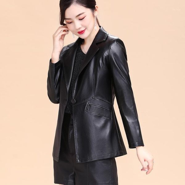 new womens elegant single button pu leather jackets m-5xl ladies soft faux sheepskin coat female clothing chic outerwear1, Black
new womens elegant single button pu leather jackets m-5xl ladies soft faux sheepskin coat female clothing chic outerwear1, Black