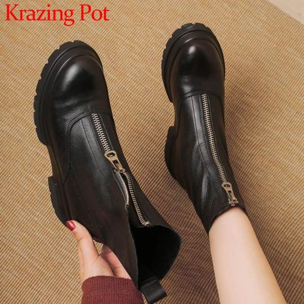 boots genuine leather round toe med bottom western plus size concise style mid-calf l5f1, Black
boots genuine leather round toe med bottom western plus size concise style mid-calf l5f1, Black