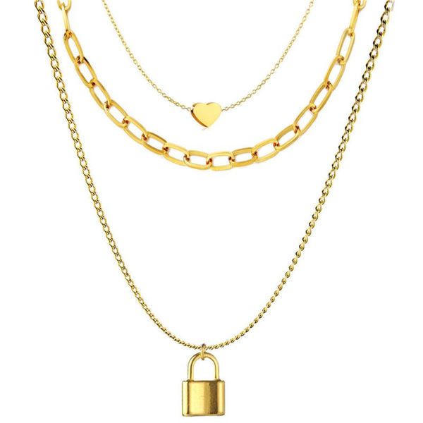 chokers 2021 fashion multilayer hip hop neck chains for women jewelry gold color stainless steel padlock heart pendant necklace, Golden;silver
chokers 2021 fashion multilayer hip hop neck chains for women jewelry gold color stainless steel padlock heart pendant necklace, Golden;silver