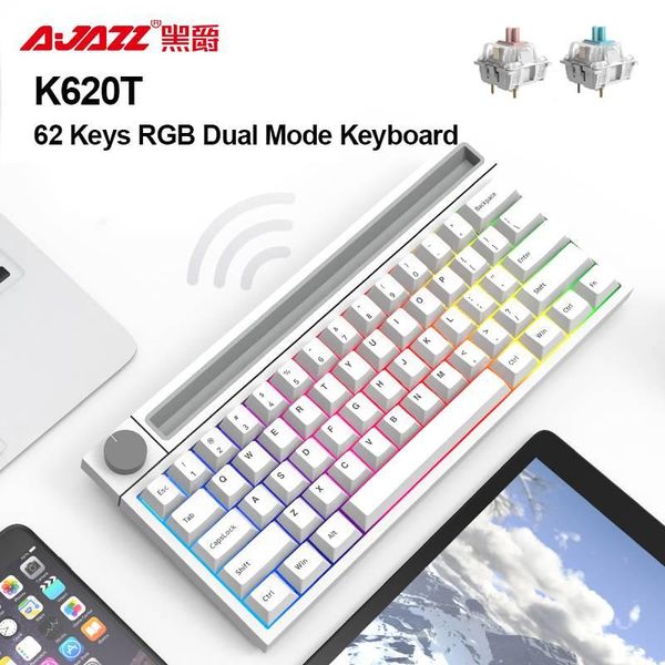 ajazz k620t 62 keys gaming mechanical keyboard rgb bluetooth wireless type-c wired dual mode rechargeable keyboards with holder
ajazz k620t 62 keys gaming mechanical keyboard rgb bluetooth wireless type-c wired dual mode rechargeable keyboards with holder