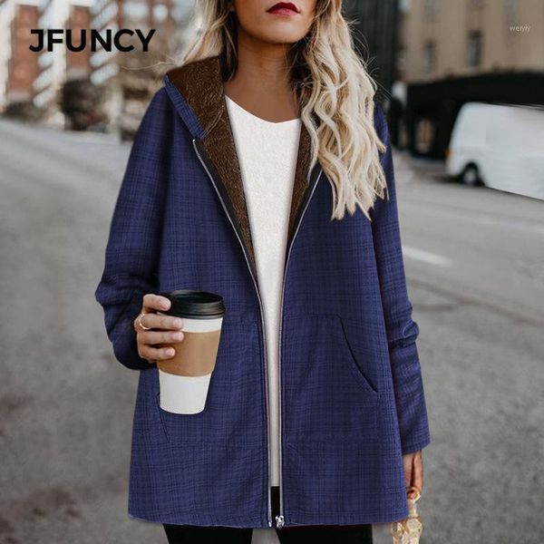 jfuncy 2020 vintage plaid jackets women coat plus size thick warm hooded zipper overcoat woman autumn winter outwears parkas1, Black
jfuncy 2020 vintage plaid jackets women coat plus size thick warm hooded zipper overcoat woman autumn winter outwears parkas1, Black