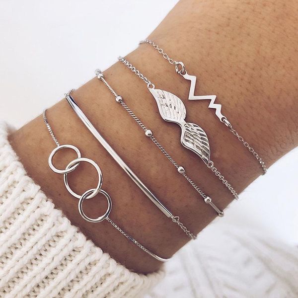 charm bracelets 5 pcs/set link chain heart wave wing bracelet bangles for women handmade round infinity symbol shell braclets jewelry 2021, Golden;silver
charm bracelets 5 pcs/set link chain heart wave wing bracelet bangles for women handmade round infinity symbol shell braclets jewelry 2021, Golden;silver