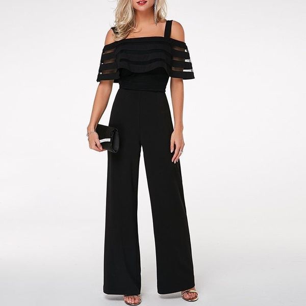 plus size long wide leg romper overlay embellished black strappy cold shoulder jumpsuit loose solid jumpsuit, Black;white
plus size long wide leg romper overlay embellished black strappy cold shoulder jumpsuit loose solid jumpsuit, Black;white