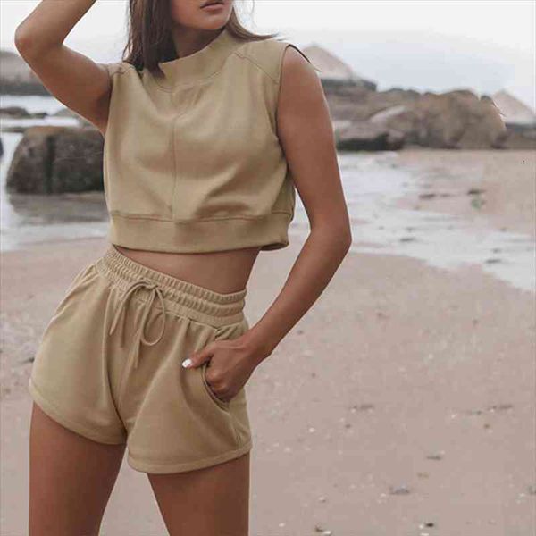 summer womens tracksuit suits 2 pieces set solid casual sleeveless women crop sets drawstring pocket ladies shorts suit, Gray
summer womens tracksuit suits 2 pieces set solid casual sleeveless women crop sets drawstring pocket ladies shorts suit, Gray