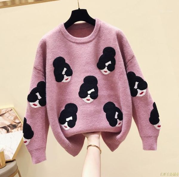 pull femme 2019 winter autumn oversized knitted sweater women lantern sleeve embroidery cartoon thicken pullovers jumper1, White;black
pull femme 2019 winter autumn oversized knitted sweater women lantern sleeve embroidery cartoon thicken pullovers jumper1, White;black