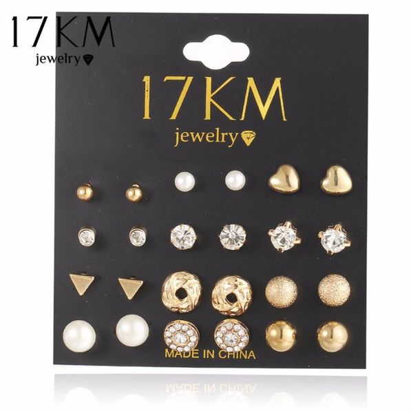 17km fashion 12 pair/set trendy style women square crystal heart stud earrings for women piercing simulated pearl flower earring, Golden;silver
17km fashion 12 pair/set trendy style women square crystal heart stud earrings for women piercing simulated pearl flower earring, Golden;silver