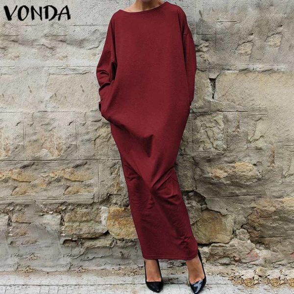 winter autumn dress women pockets round neck long sleeve maxi dress vonda 2020 casual loose sweatshirt plus size party vestidos1, Black;gray
winter autumn dress women pockets round neck long sleeve maxi dress vonda 2020 casual loose sweatshirt plus size party vestidos1, Black;gray