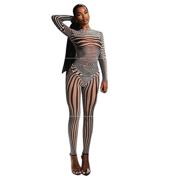 women's two piece pants mesh striped two piece set women sheath body-shaping high street hipster long sleeve o-neck female streetwear o, White
women's two piece pants mesh striped two piece set women sheath body-shaping high street hipster long sleeve o-neck female streetwear o, White