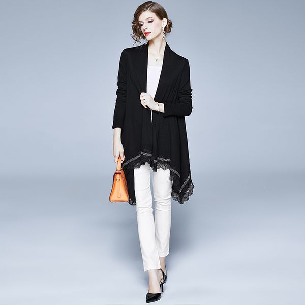 2021 new cardigan women elegant shawl sweater long sleeve poncho knitted diamond lace splicing cape coat cloak capas de mujer 3zhi, Black
2021 new cardigan women elegant shawl sweater long sleeve poncho knitted diamond lace splicing cape coat cloak capas de mujer 3zhi, Black