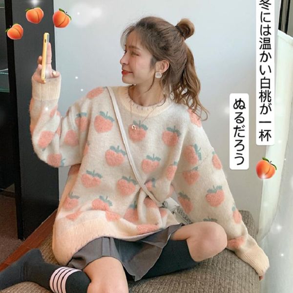 women's sweaters japanese sweet girl sweater korean ins harajuku cute strawberry loose long sleeve preppy style women knitted, White;black
women's sweaters japanese sweet girl sweater korean ins harajuku cute strawberry loose long sleeve preppy style women knitted, White;black