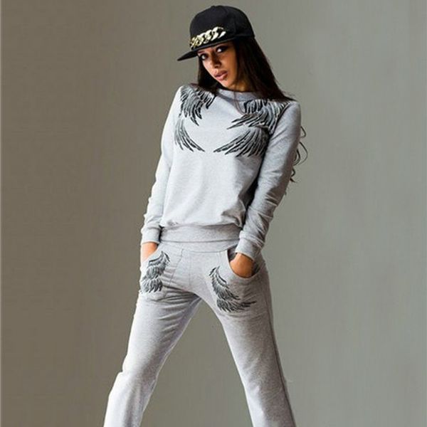 wing print sport long sleeve round neck sweater women's two piece set hoodies cotton sweatshirt tracksuit women ing, Black
wing print sport long sleeve round neck sweater women's two piece set hoodies cotton sweatshirt tracksuit women ing, Black