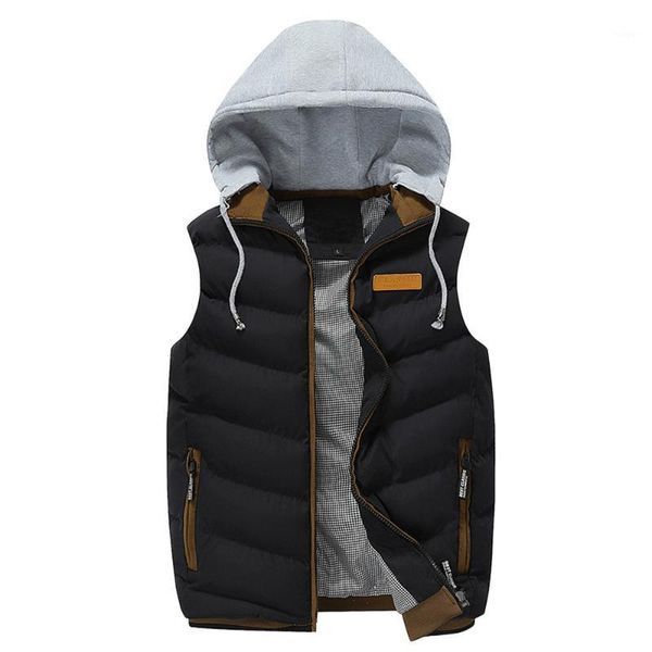 men's autumn winter coat padded cotton vest warm hooded thick vest jacket, Black;white
men's autumn winter coat padded cotton vest warm hooded thick vest jacket, Black;white