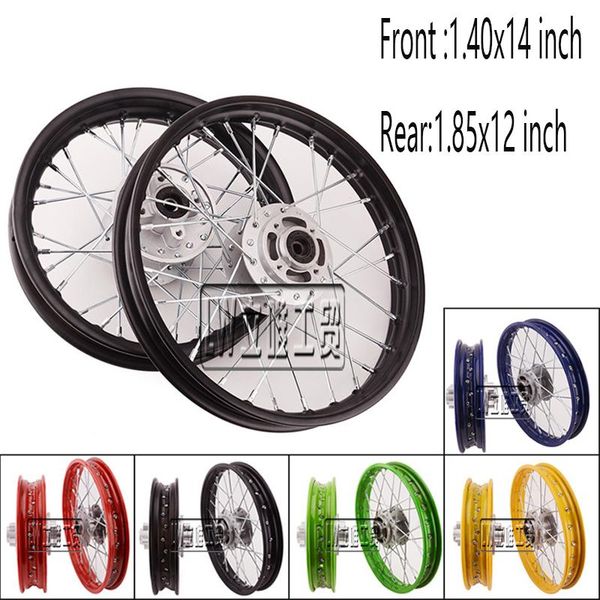 1.40x14 inch front 1.85x12 inch rear aluminium wheel rim with cnc hub for 125/110/140/150cc motorbikes off road dirt bikes
1.40x14 inch front 1.85x12 inch rear aluminium wheel rim with cnc hub for 125/110/140/150cc motorbikes off road dirt bikes