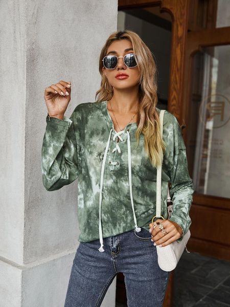chifirena lace up tie dye sweatshirt women 2020 spring long sleeve hoodies casual autumn hoody pullovers vintage loose hoody, Black
chifirena lace up tie dye sweatshirt women 2020 spring long sleeve hoodies casual autumn hoody pullovers vintage loose hoody, Black