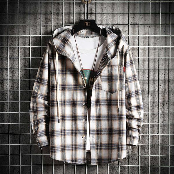 activity 2020 autumn and hooded loose men's casual shirt coat, White;black