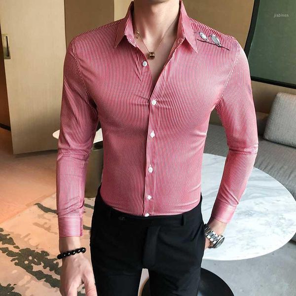 men striped shirt slim long sleeve summer bird embroidery casual buttons blouse1, White;black
men striped shirt slim long sleeve summer bird embroidery casual buttons blouse1, White;black