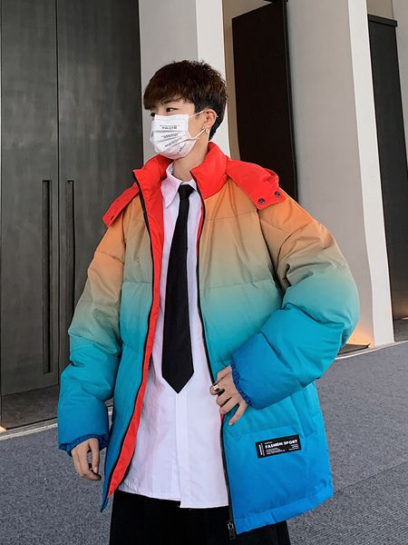 2020 men's hooded jacket gradual change color contrast loose student cotton padded clothes lovers thickened ins
2020 men's hooded jacket gradual change color contrast loose student cotton padded clothes lovers thickened ins