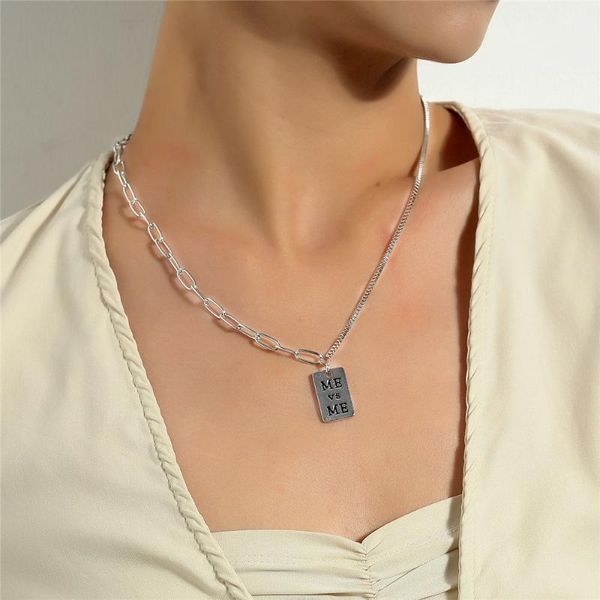 chains harajuku trendy lettering asymmetric chain necklace for hipster geometric metal sheet pendant women jewelry, Silver
chains harajuku trendy lettering asymmetric chain necklace for hipster geometric metal sheet pendant women jewelry, Silver