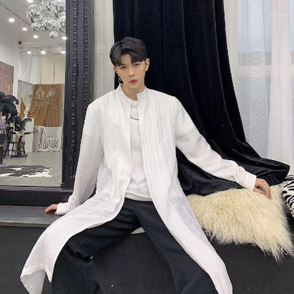 2020 summer men cotton & linen side split long shirts stand collar blouse man vintage white black color punk hip hop shirt1
2020 summer men cotton & linen side split long shirts stand collar blouse man vintage white black color punk hip hop shirt1