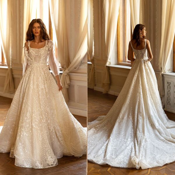 luxury country wedding dresses with jacket lace applique square neck vestidos de novia customize sweep train boho bridal gowns, White
luxury country wedding dresses with jacket lace applique square neck vestidos de novia customize sweep train boho bridal gowns, White