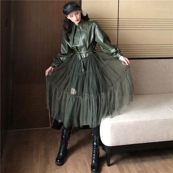 spring pu leather jacket women split joint gauze skirt chaqueta mujer veste femme street fashion elegant korean black coat1
spring pu leather jacket women split joint gauze skirt chaqueta mujer veste femme street fashion elegant korean black coat1