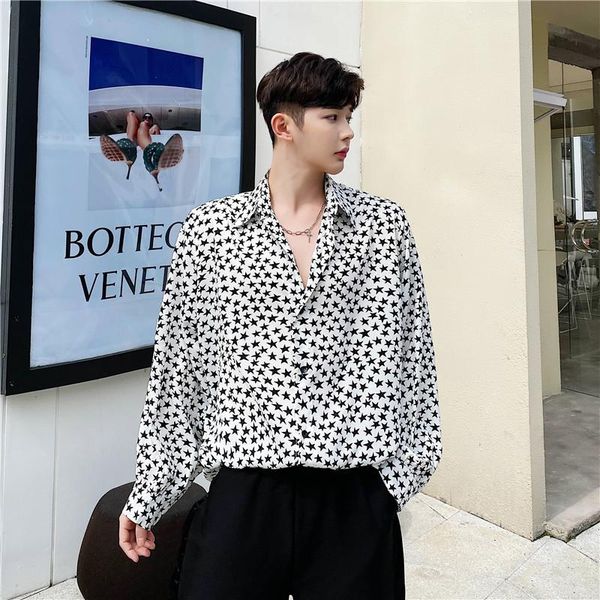 men's casual shirts men spring summer star print long sleeve shirt male vintage fashion streetstyle hip hop dress, White;black
men's casual shirts men spring summer star print long sleeve shirt male vintage fashion streetstyle hip hop dress, White;black
