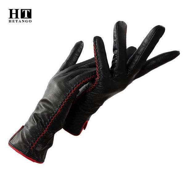 five fingers gloves winter women' leather red line pattern fashion ladies warmth wear-resistant wool lining cold-proof mittens, Blue;gray
five fingers gloves winter women' leather red line pattern fashion ladies warmth wear-resistant wool lining cold-proof mittens, Blue;gray