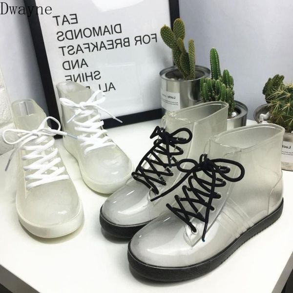 boots 2021 harajuku style transparent rain students wild round head lace-up booties, Black
boots 2021 harajuku style transparent rain students wild round head lace-up booties, Black