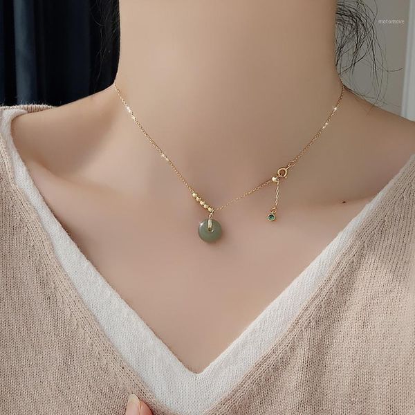 chains s925 sterling silver safe buckle gold bead necklace female classic design sense natural hetian jade clavicle chain accessories1
chains s925 sterling silver safe buckle gold bead necklace female classic design sense natural hetian jade clavicle chain accessories1