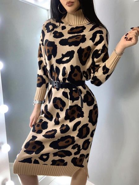 womens dresses taotrees fall turtleneck leopard patchwork sweater knit short sleeve dress without belt, Black;gray
womens dresses taotrees fall turtleneck leopard patchwork sweater knit short sleeve dress without belt, Black;gray