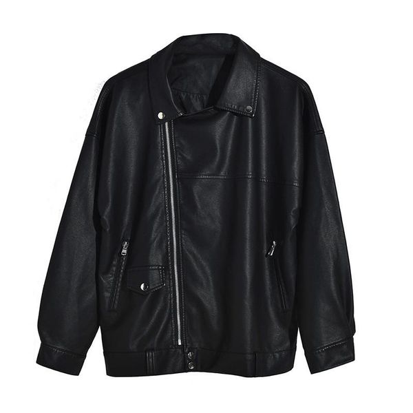 women's leather & faux 2021 korean version of the autumn and winter belt long sleeved jacket loose large size versatile motorcycle coat, Black
women's leather & faux 2021 korean version of the autumn and winter belt long sleeved jacket loose large size versatile motorcycle coat, Black
