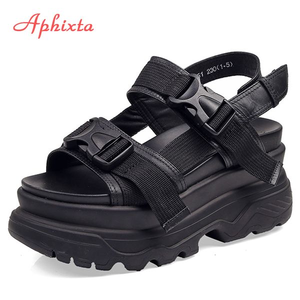 aphixta 8cm platform sandals women wedge high heels shoes women buckle leather canvas summer zapatos mujer wedges woman sandal t200111, Black
aphixta 8cm platform sandals women wedge high heels shoes women buckle leather canvas summer zapatos mujer wedges woman sandal t200111, Black