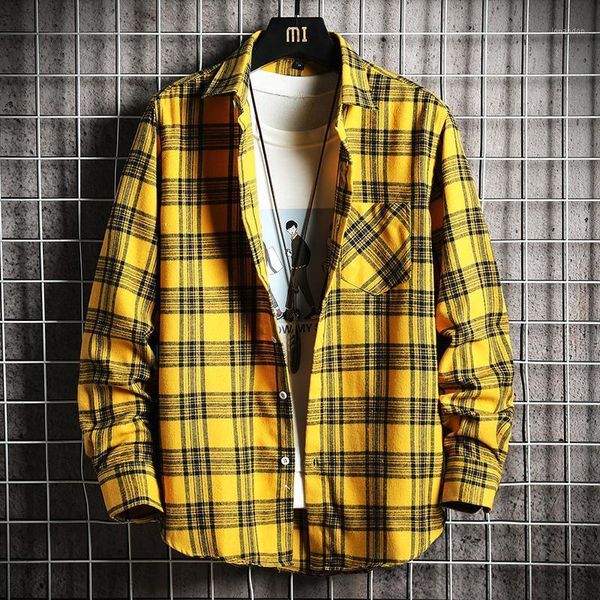 men's casual shirts korean button plaid men shirt loose oversize yellow cotton long sleeve mens clothing spring autumn mm60ncs1, White;black
men's casual shirts korean button plaid men shirt loose oversize yellow cotton long sleeve mens clothing spring autumn mm60ncs1, White;black