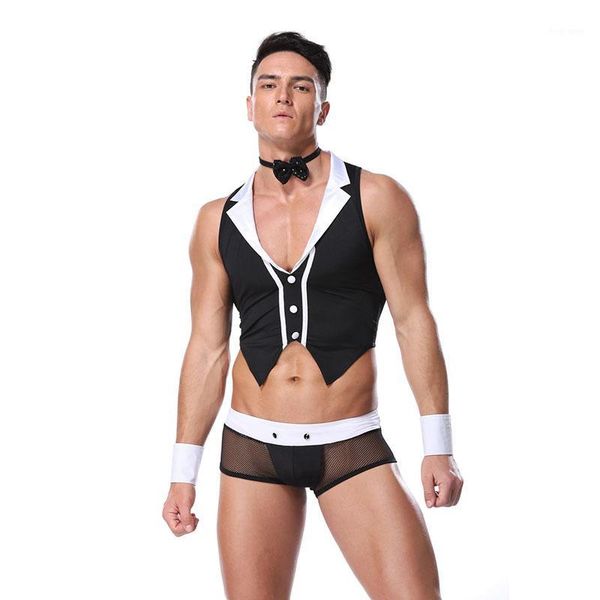 mens waiter lingerie set gay underwear with bow tie men butler costumes erotic vest and hollow out jockstrap briefs1, Black
mens waiter lingerie set gay underwear with bow tie men butler costumes erotic vest and hollow out jockstrap briefs1, Black