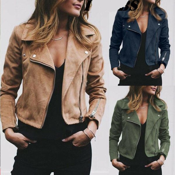 plus size womens ladies suede leather jacket flight coat zip up biker, Black;brown 
plus size womens ladies suede leather jacket flight coat zip up biker, Black;brown